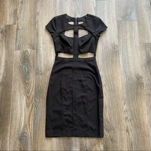 BCBGMaxAzria Black Cutout Structured Dress